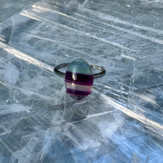 Adjustable Fluorite 925 Rings Style 2