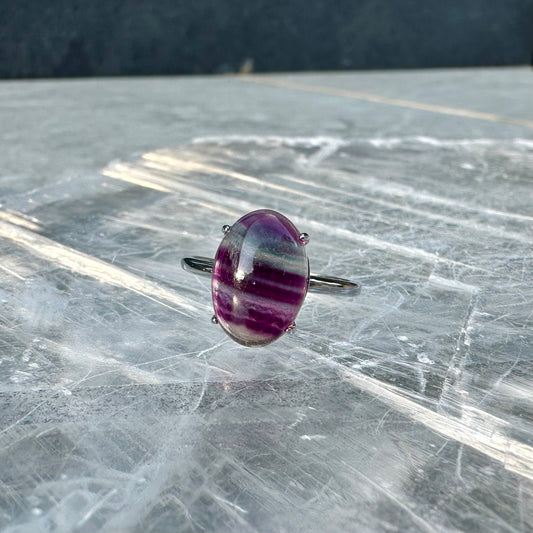 Adjustable Fluorite 925 Rings Style 1