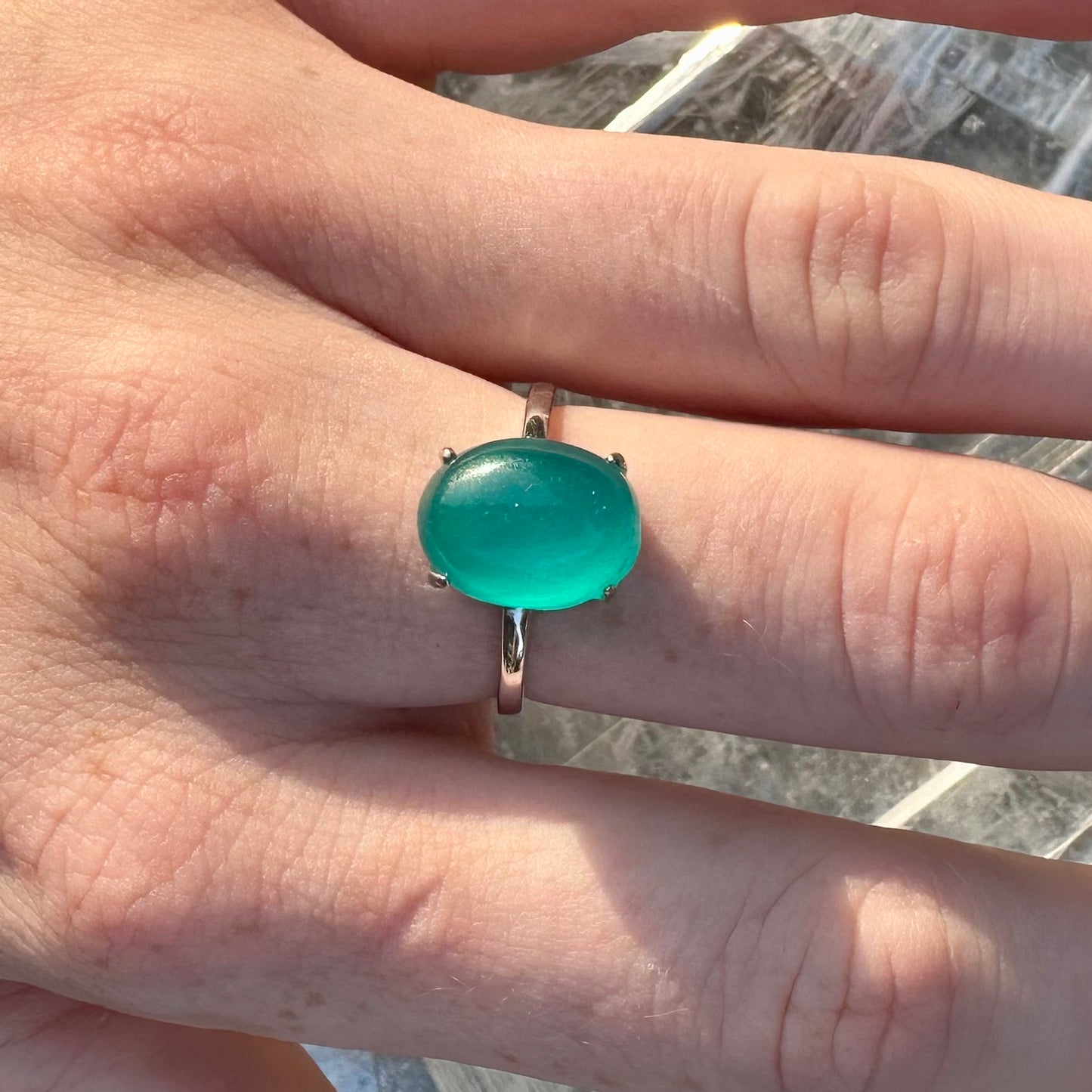 Adjustable Amazonite  925 Rings
