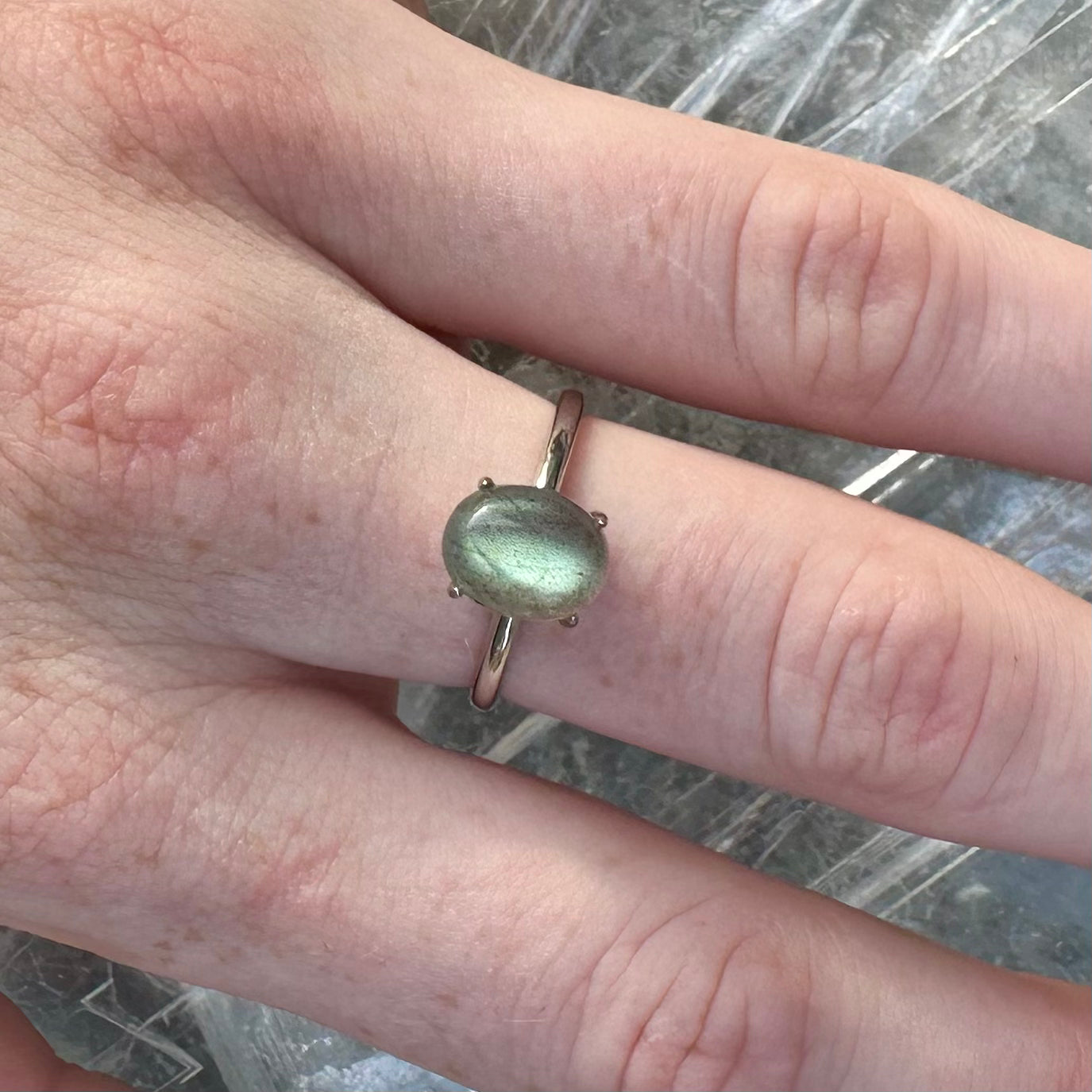 Adjustable Labradorite 925 Ring