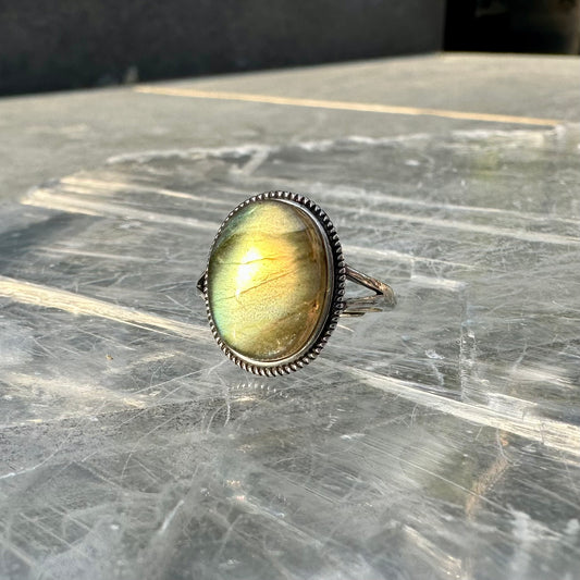 Adjustable Labradorite 925 Ring