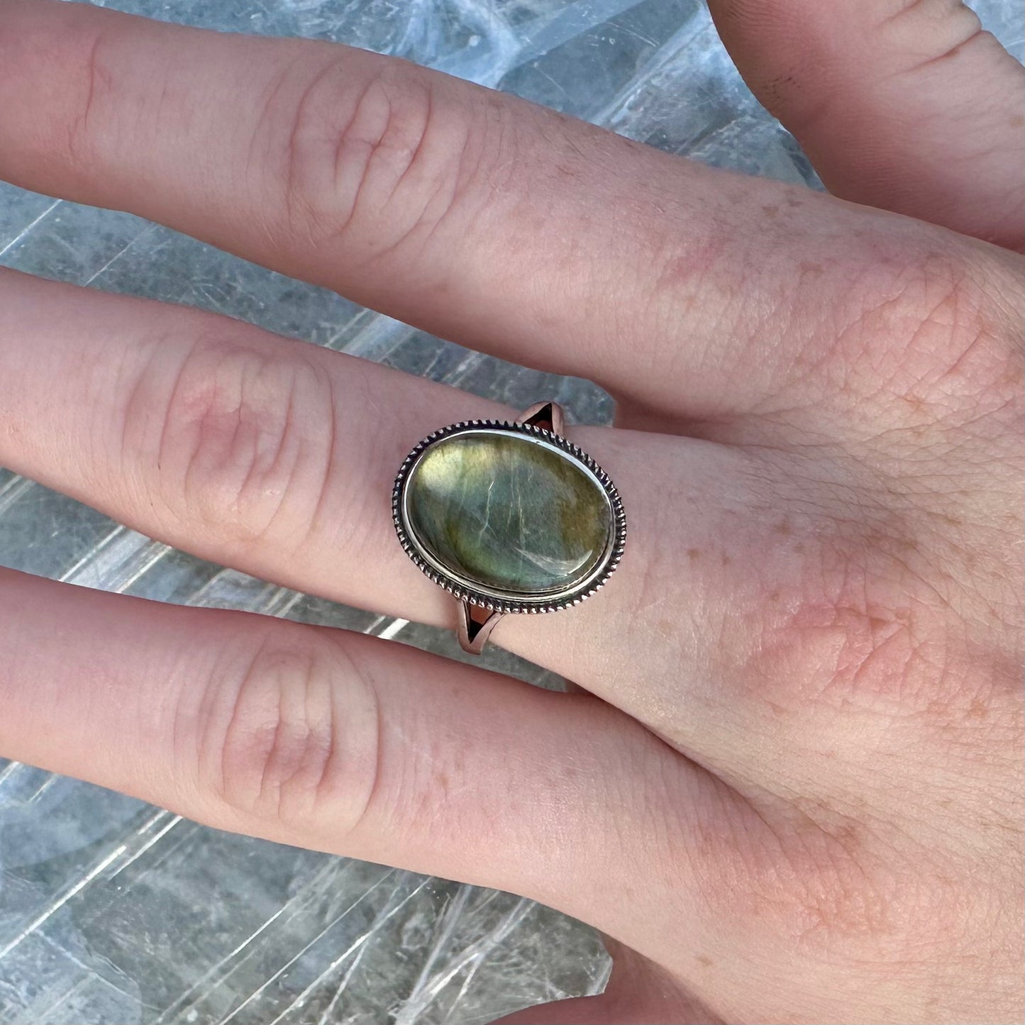 Adjustable Labradorite 925 Ring