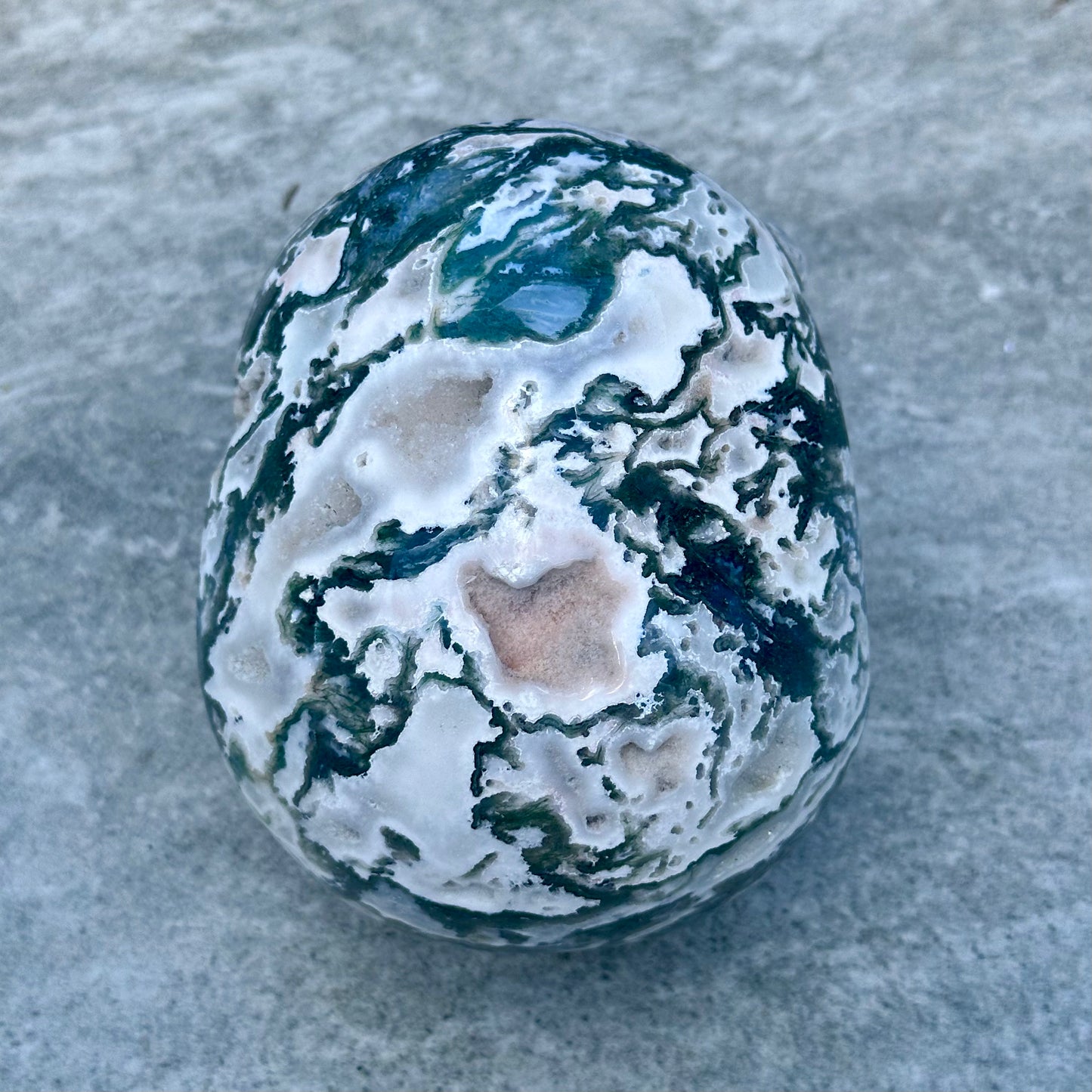 High Grade Moss Agate Skull Craving