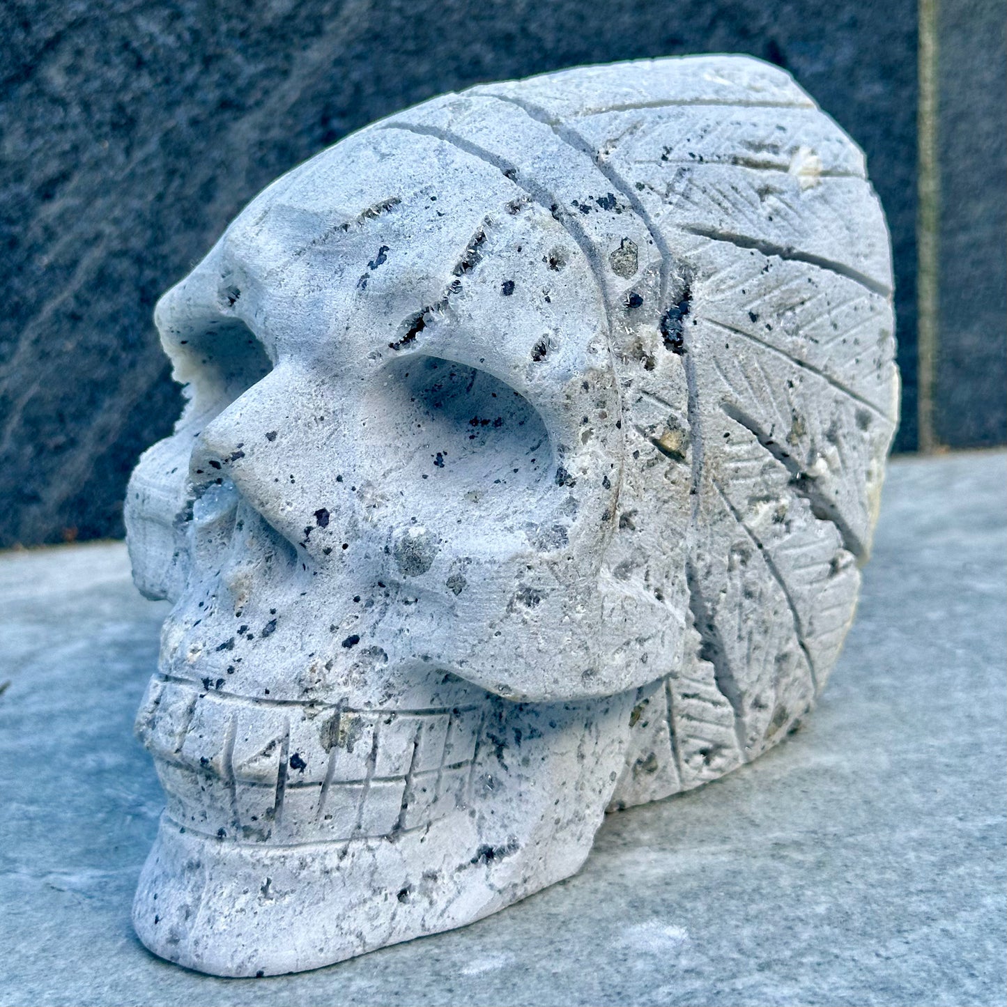 Sugar Quartz Skull Carving