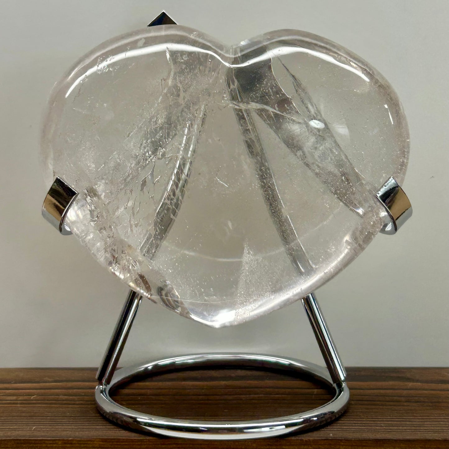 Clear Quartz Heart On Stand