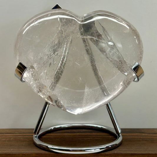 Clear Quartz Heart On Stand