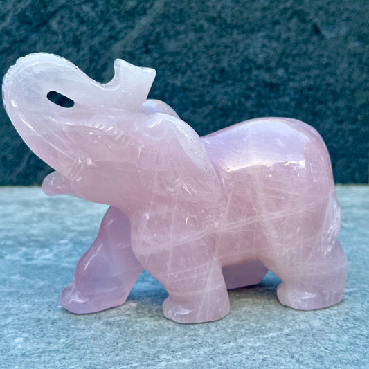 High Grade Star Rose Quartz Elephant Carving