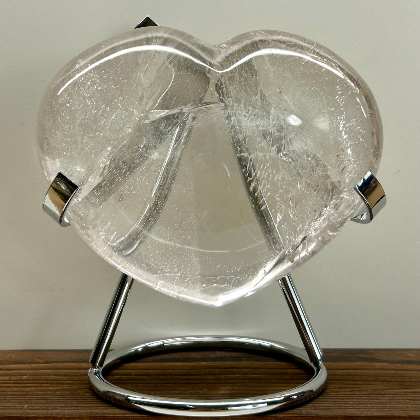 Clear Quartz Heart On Stand