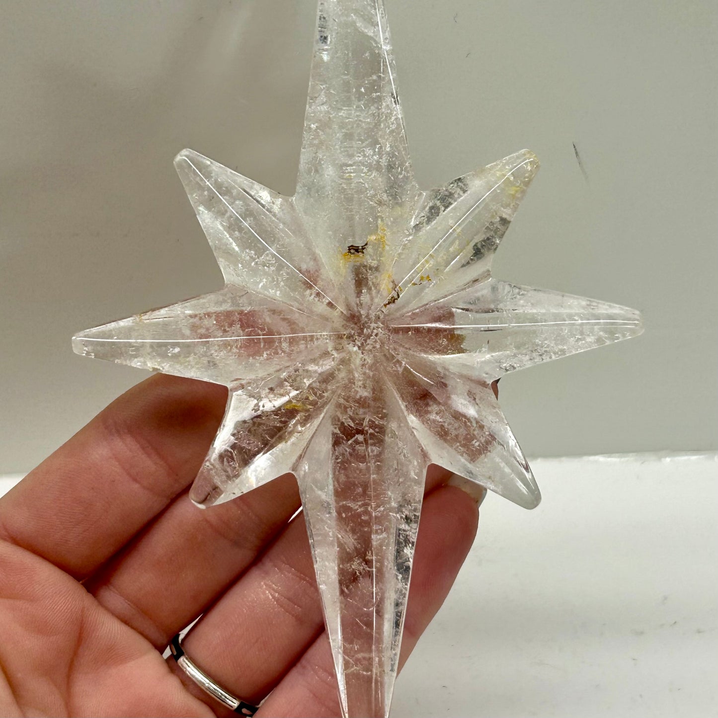 Clear Quartz Star On Stand