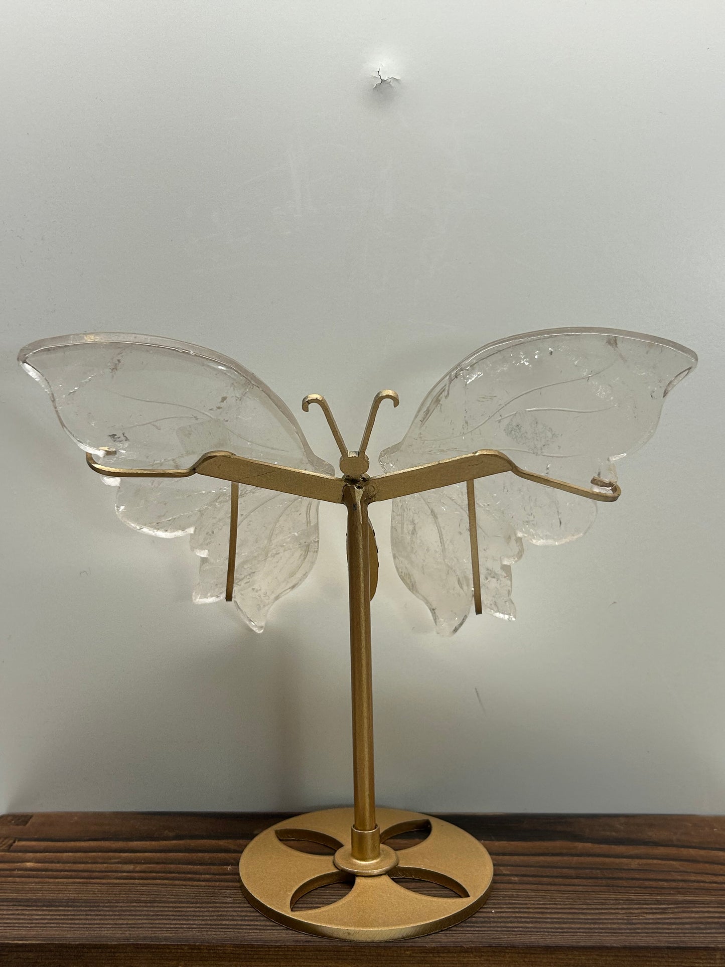 Clear Quartz Butterfly Wings  On Stand