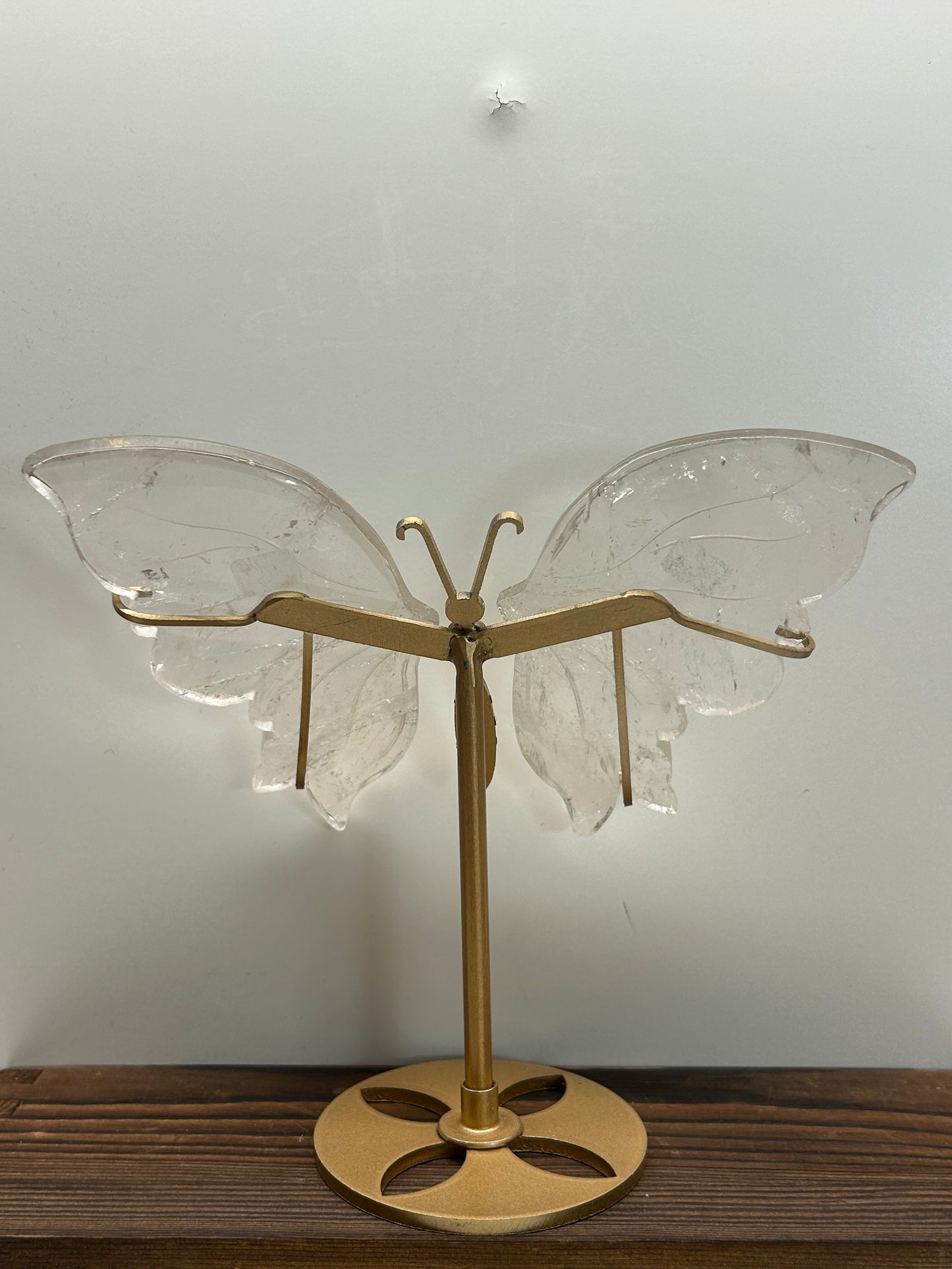 Clear Quartz Butterfly Wings  On Stand