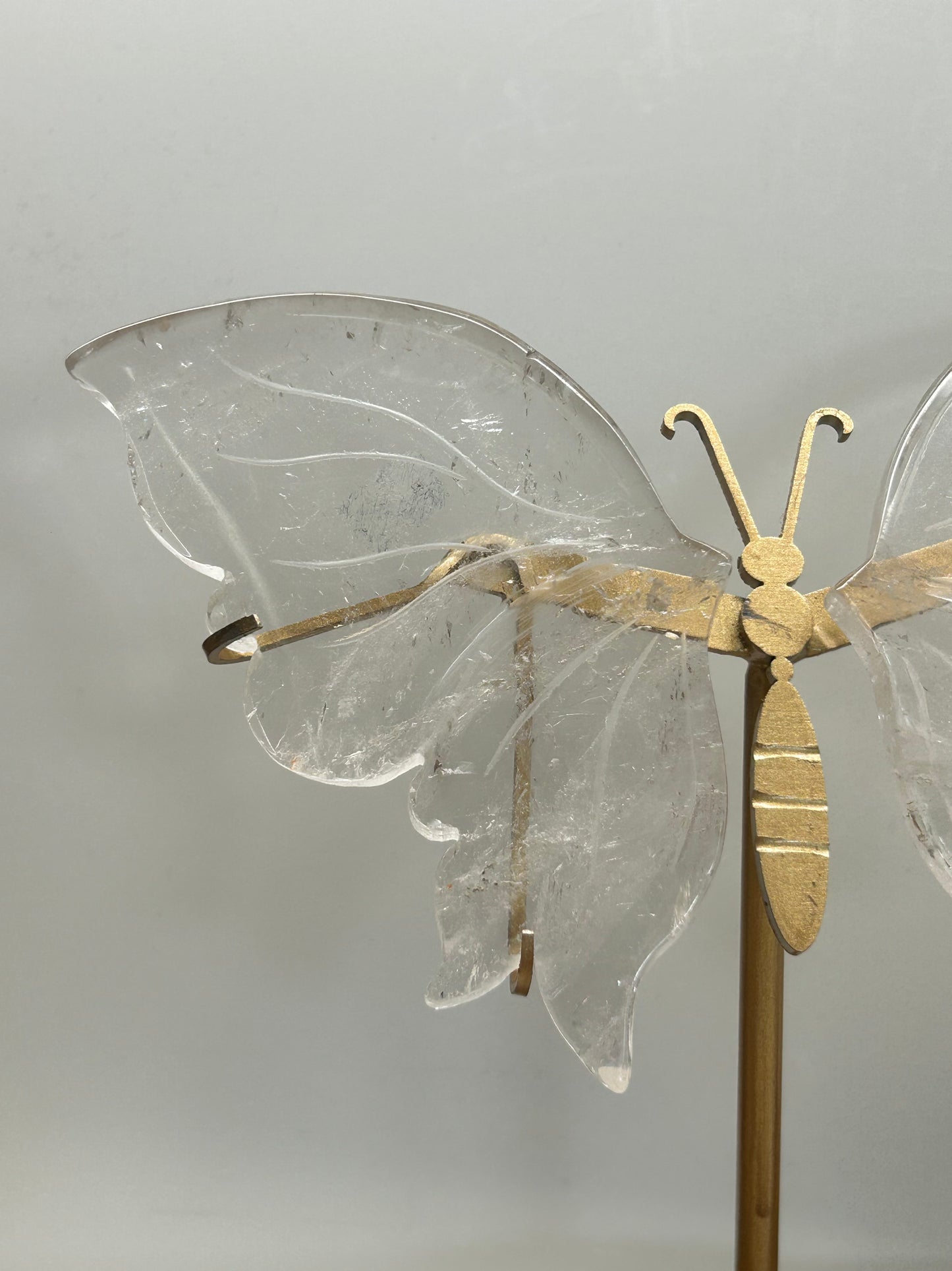 Clear Quartz Butterfly Wings  On Stand