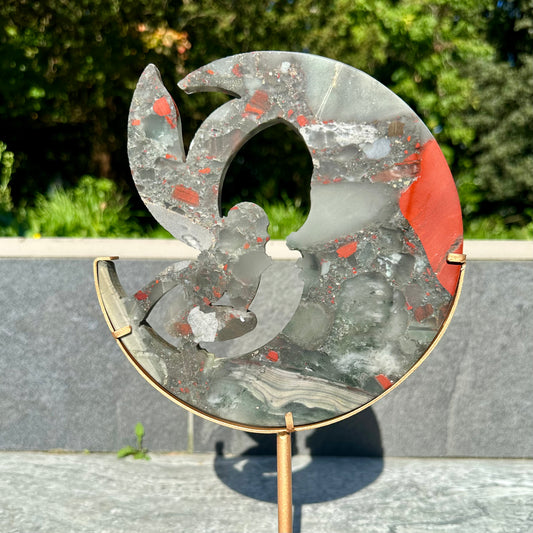 Blood Stone Fairy On Moon Carving
