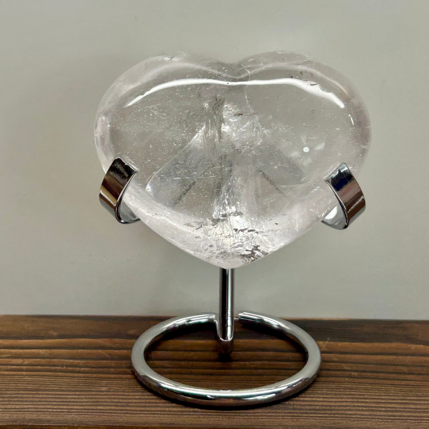 Clear Quartz Heart On Stand