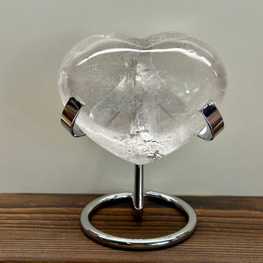 Clear Quartz Heart On Stand