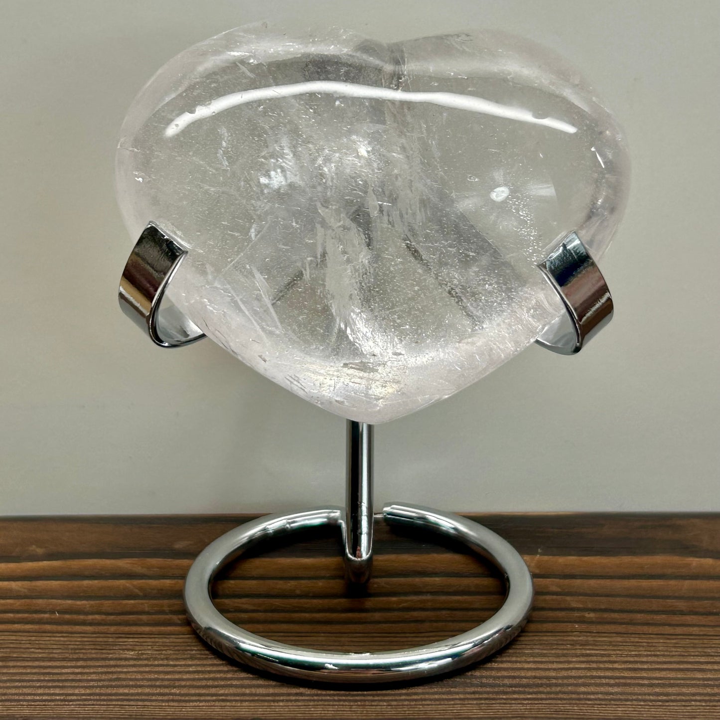 Clear Quartz Heart On Stand