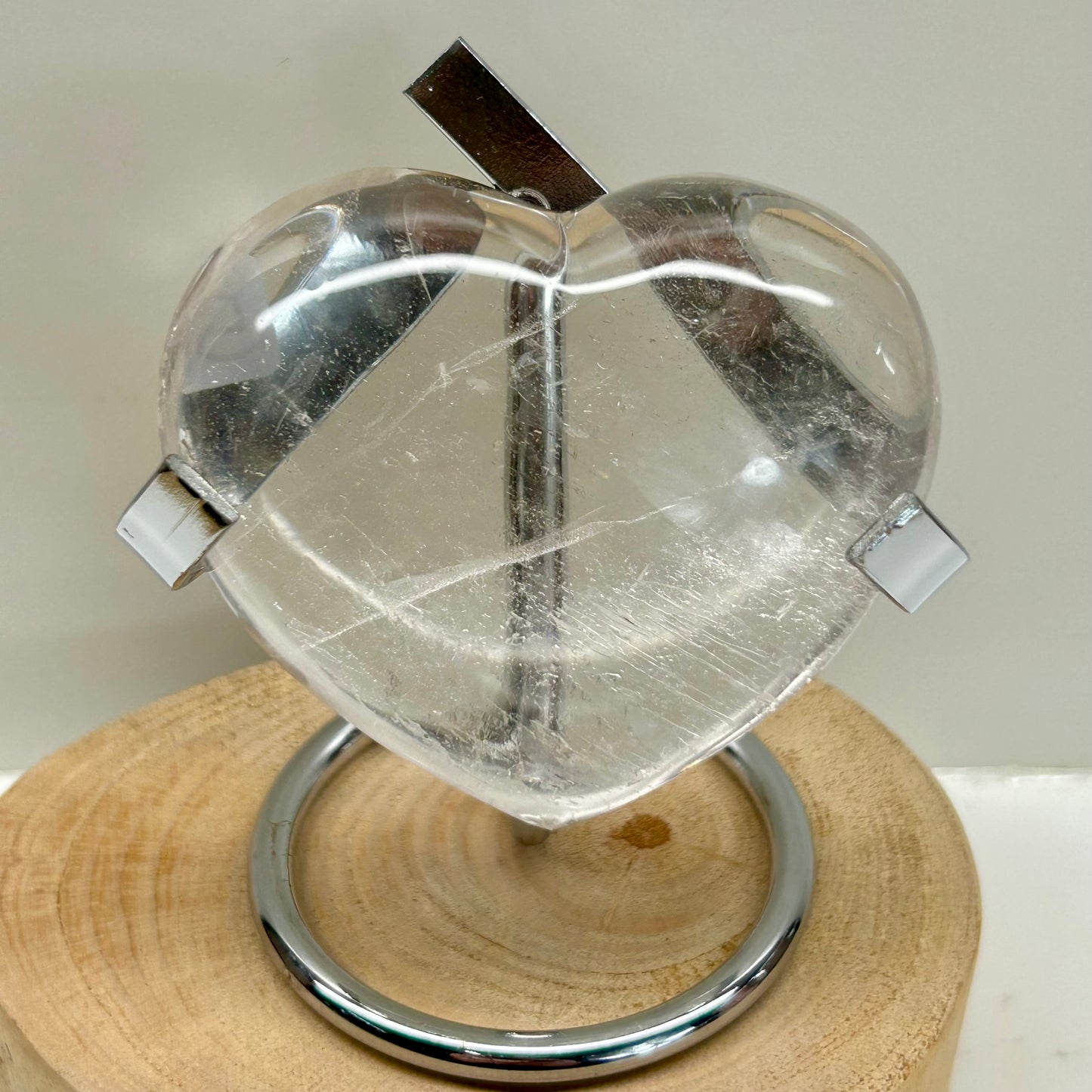 Clear Quartz Heart On Stand
