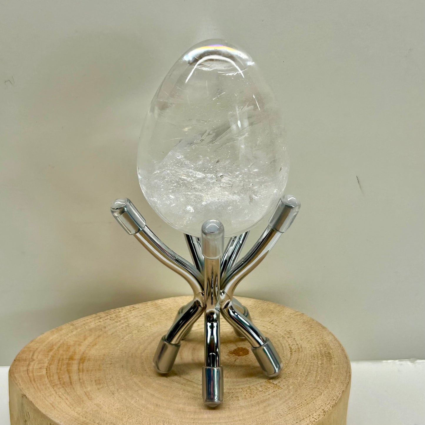 Clear Quartzs Eggs On Stand