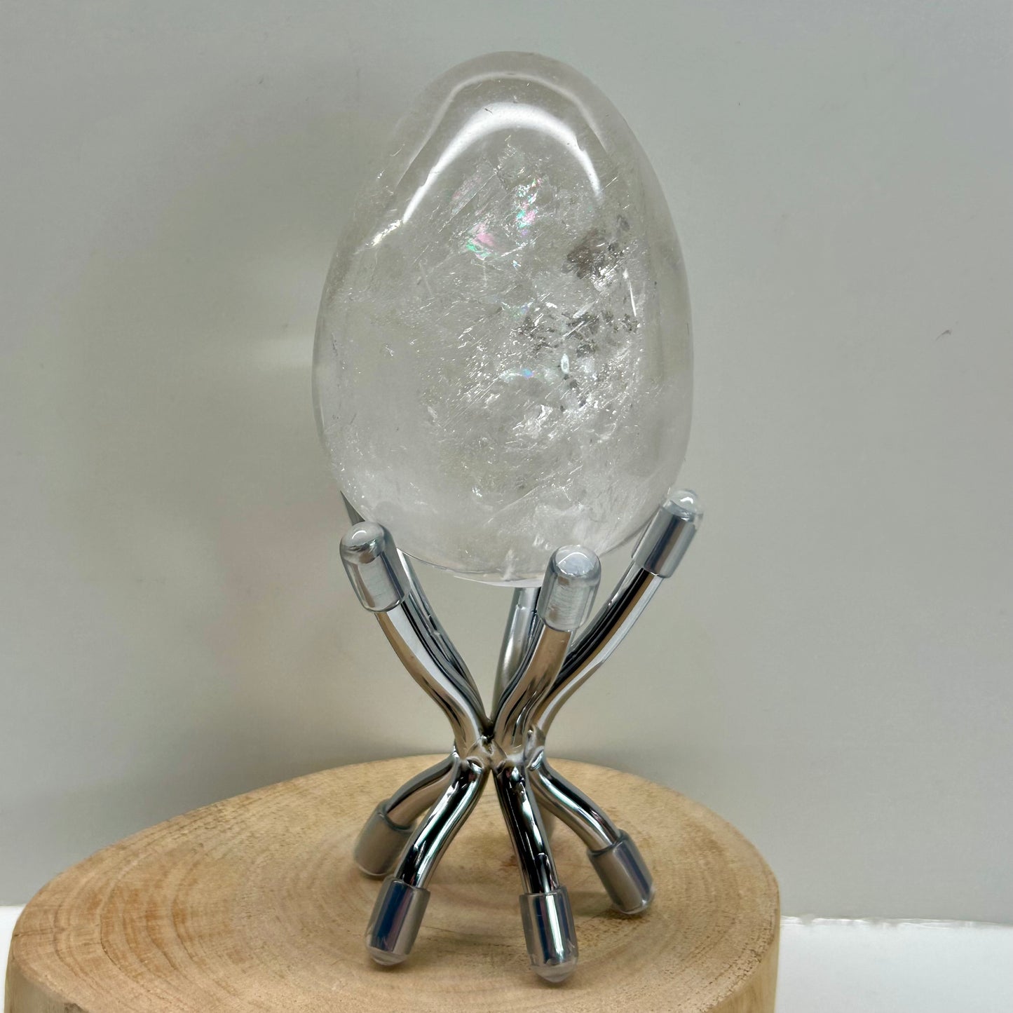 Clear Quartzs Eggs On Stand
