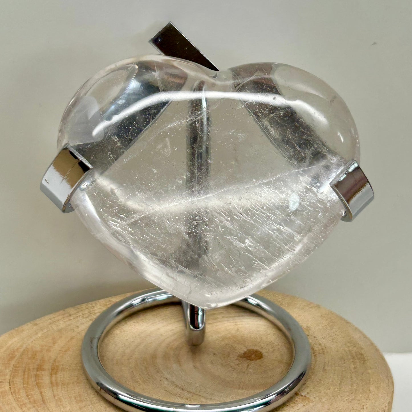 Clear Quartz Heart On Stand
