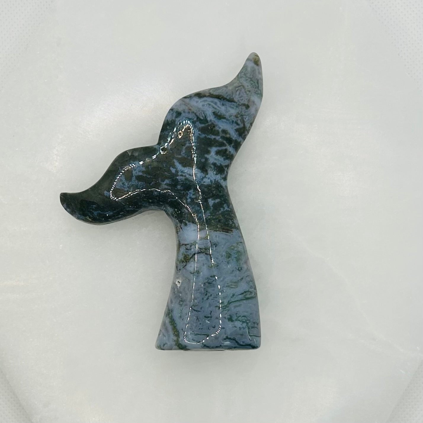 Moss Agate Whale Tails