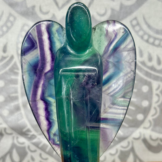 High Grade Mixed Fluorite Angel Carving
