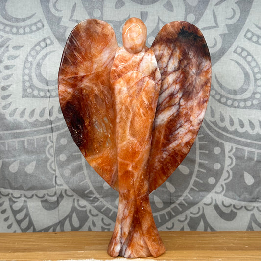 High Grade Fire Quartz Angel Carving