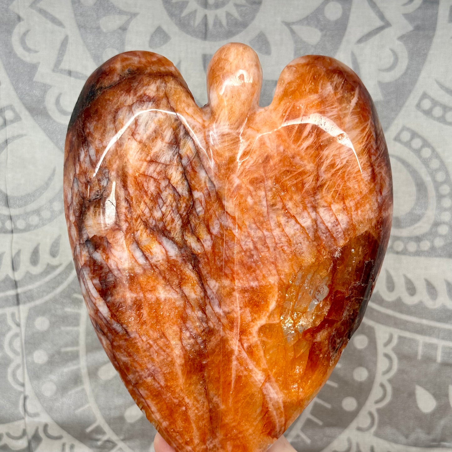 High Grade Fire Quartz Angel Carving