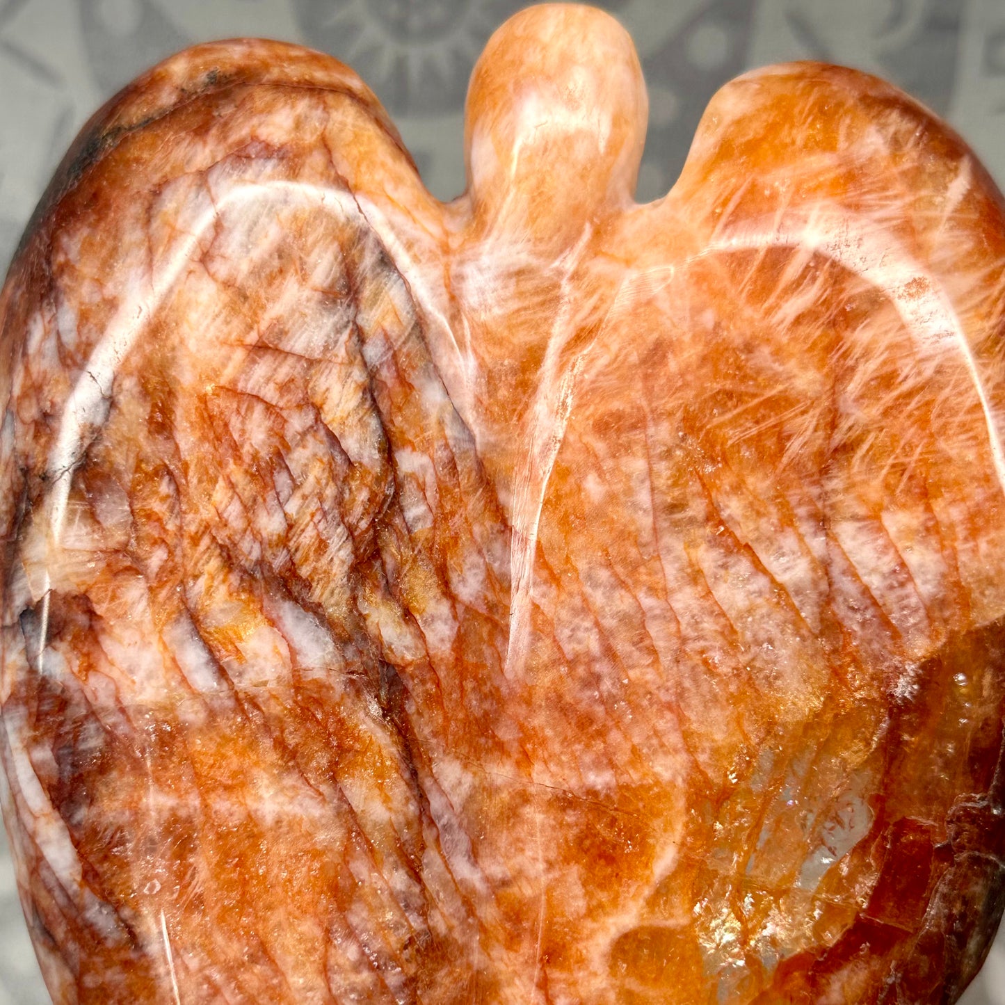 High Grade Fire Quartz Angel Carving