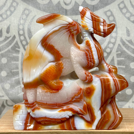 High Grade Carnelian Dragon Carving