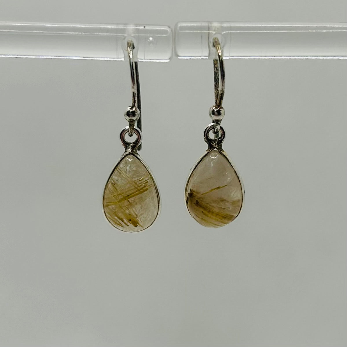 Golden Rutile Teardrop Hanging Earrings