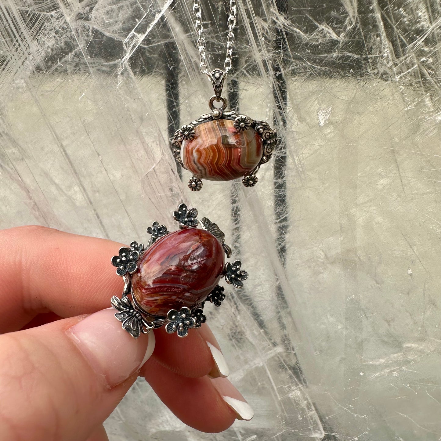 Mexican Agate Pendant & Ring