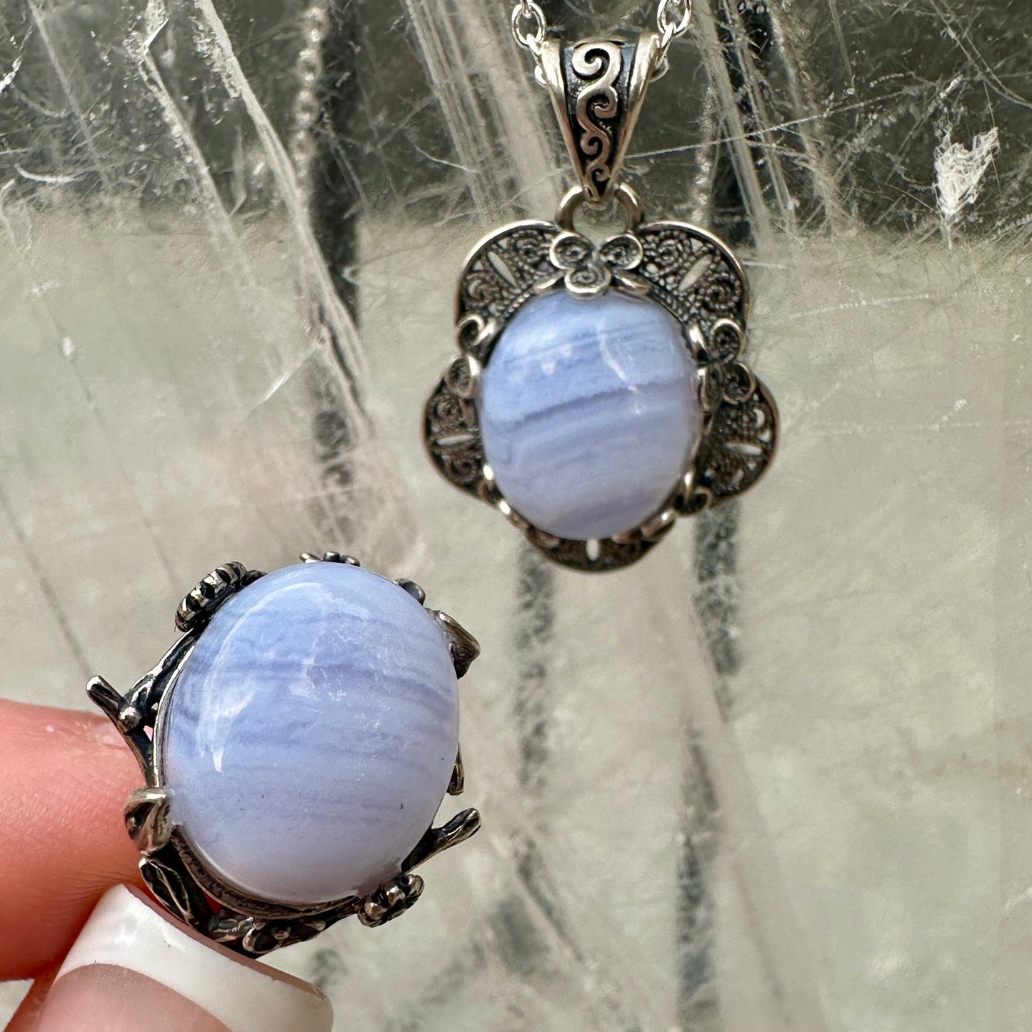 Blue Lace Pendant & Ring