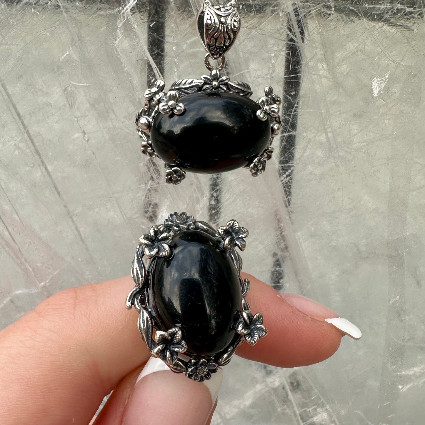 Obbsidian Pendant & Ring