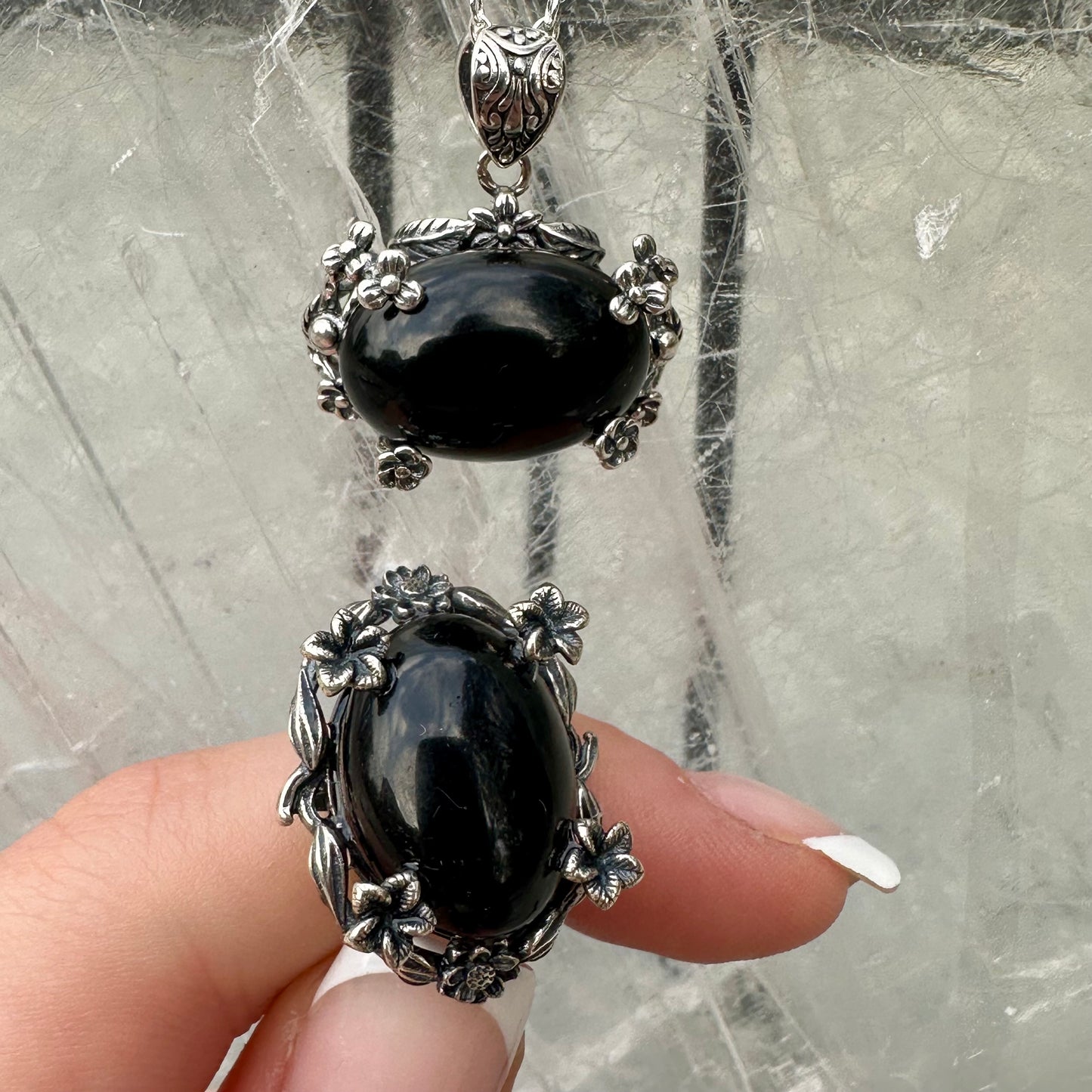 Obbsidian Pendant & Ring