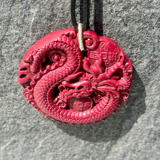 Cinnabar Large Dragon Pendant