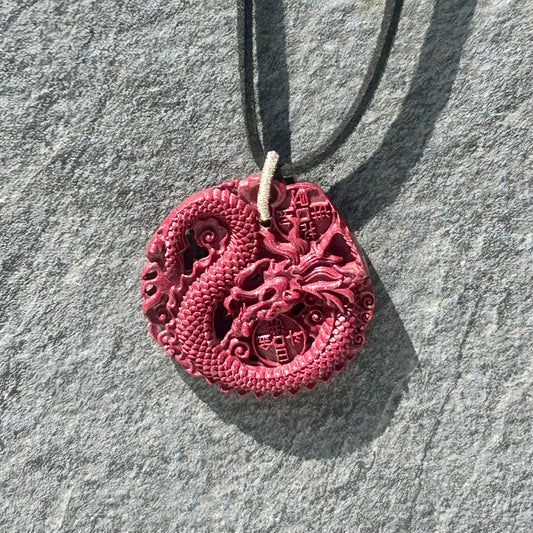 Cinnabar Small Dragon Pendant