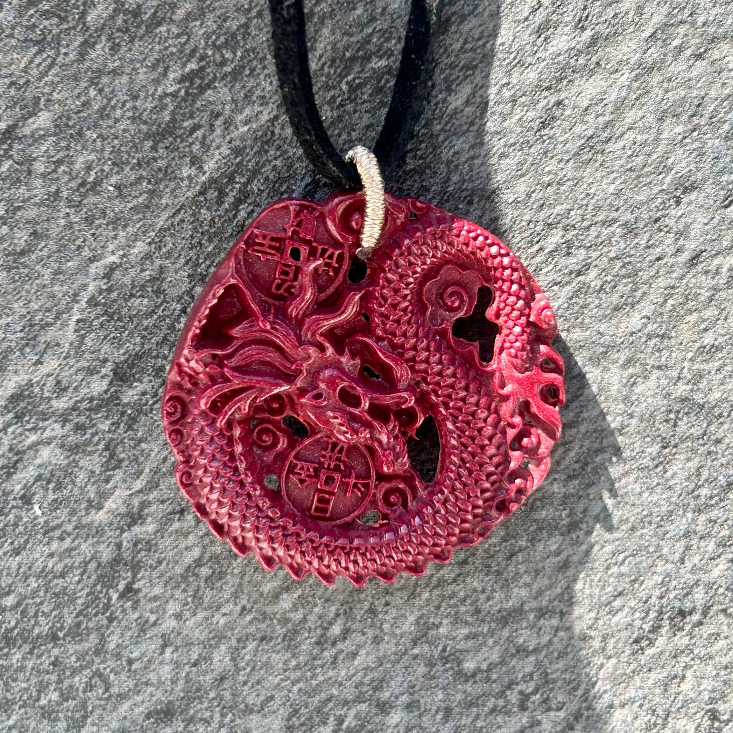 Cinnabar Small Dragon Pendant