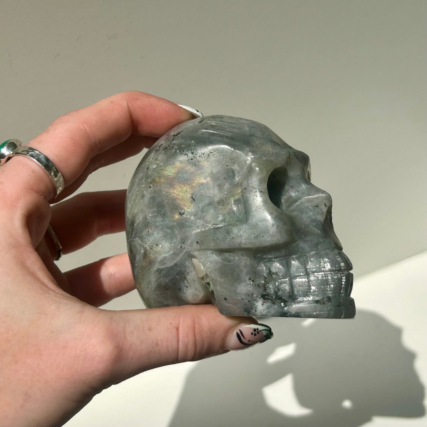 Labradorite Skull Carving