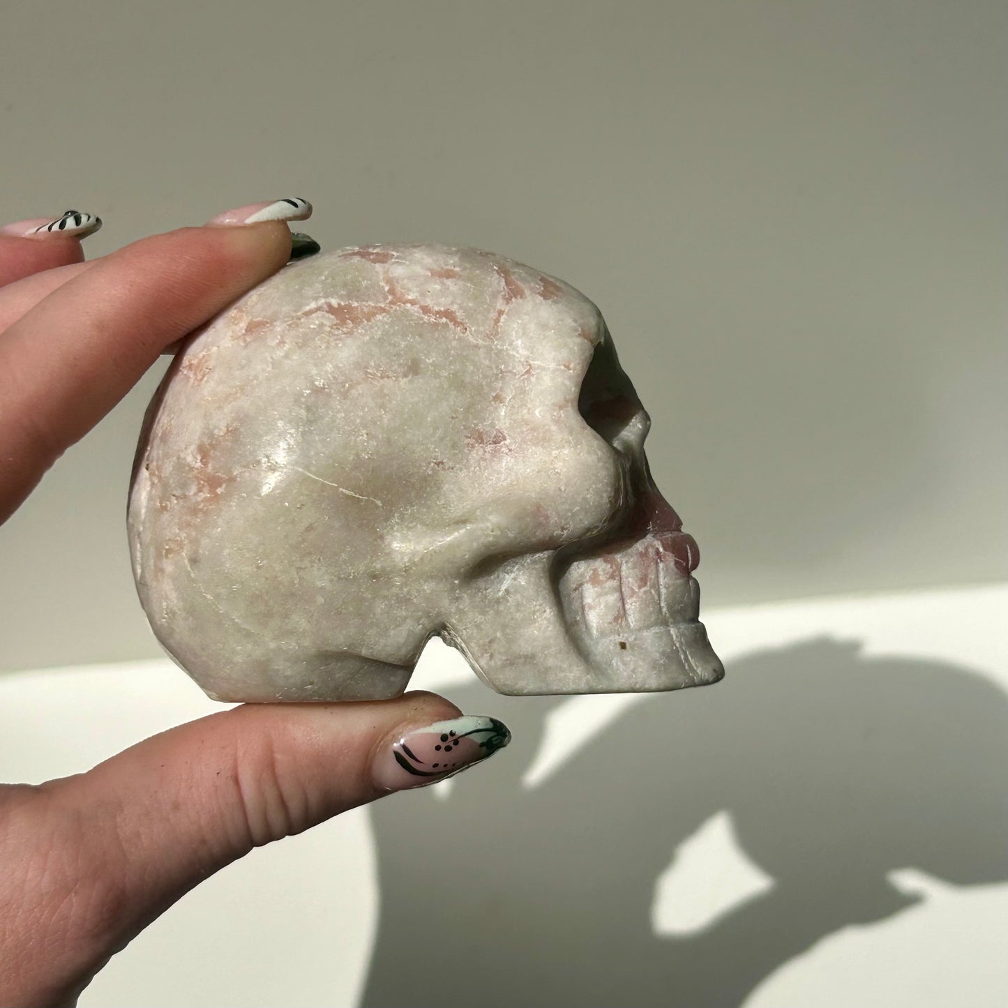 Pink Opal Skull Carving