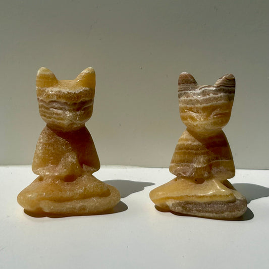 Orange Calcite Cats Carving