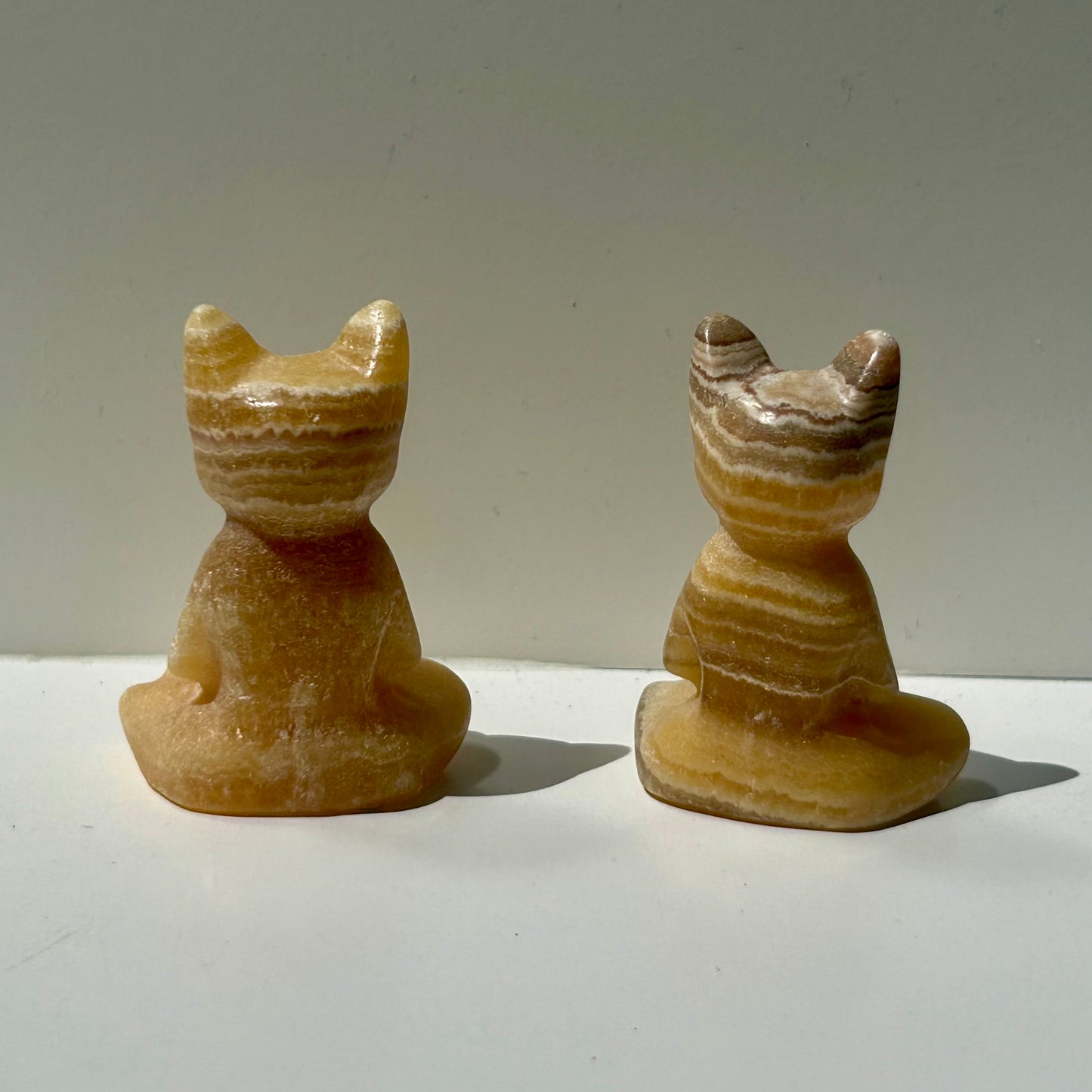 Orange Calcite Cats Carving