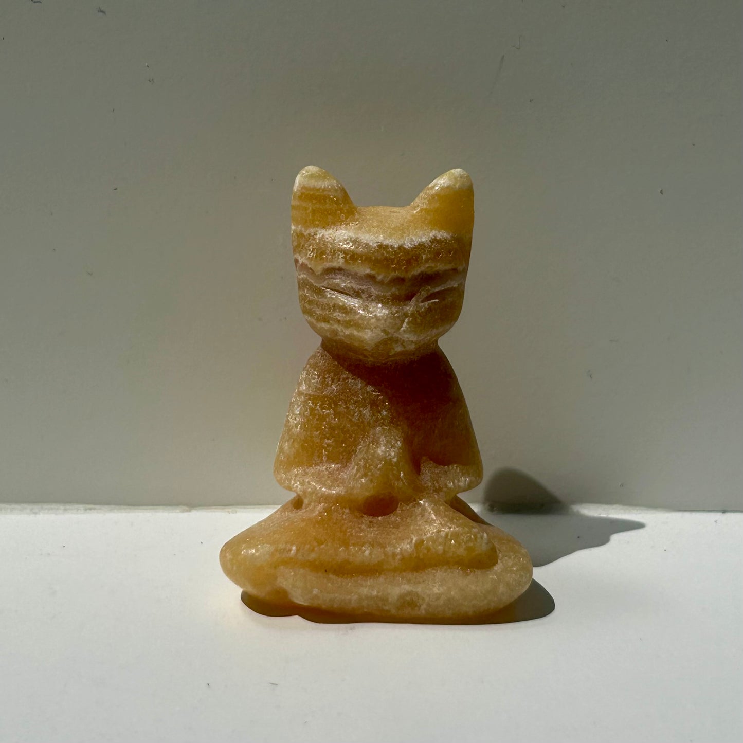 Orange Calcite Cats Carving