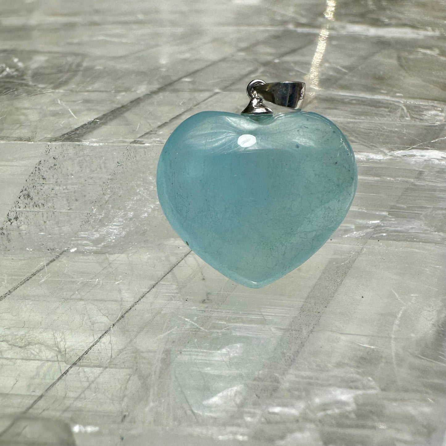 Aquamarine Heart Carving Pendants