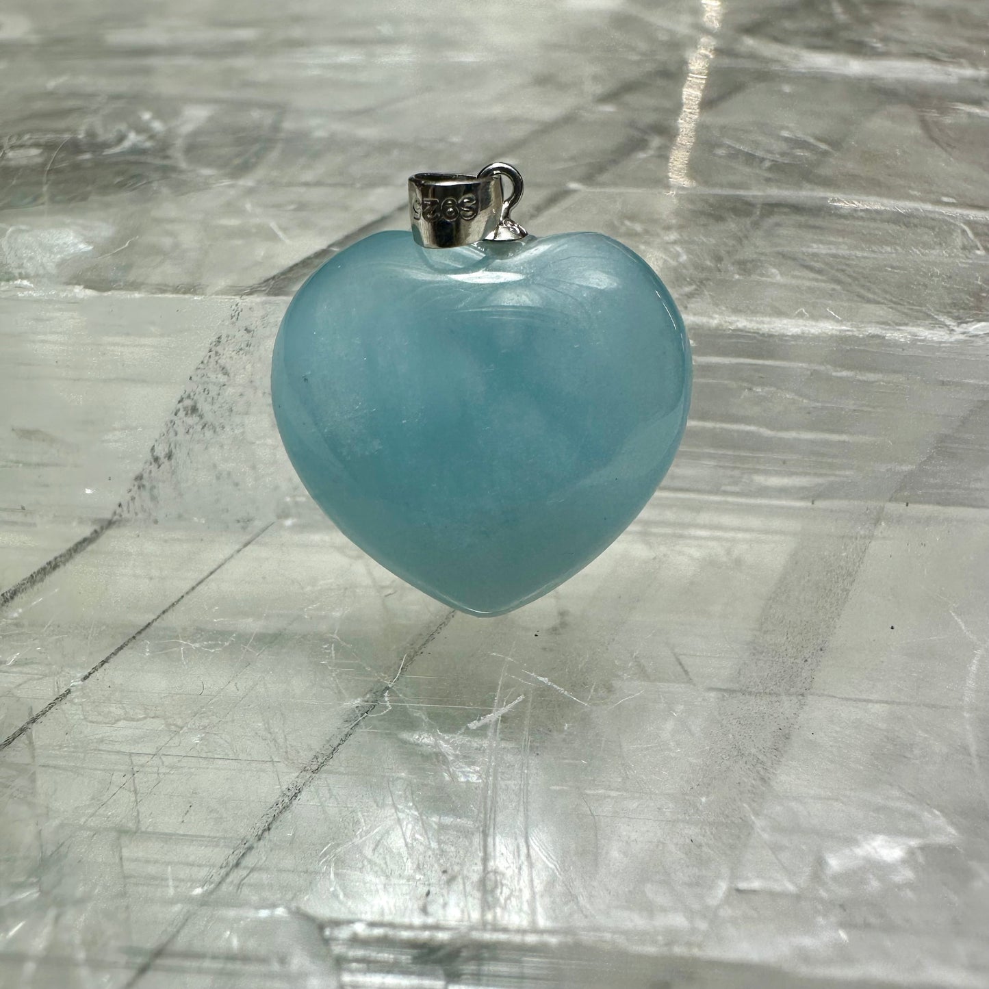 Aquamarine Heart Carving Pendants