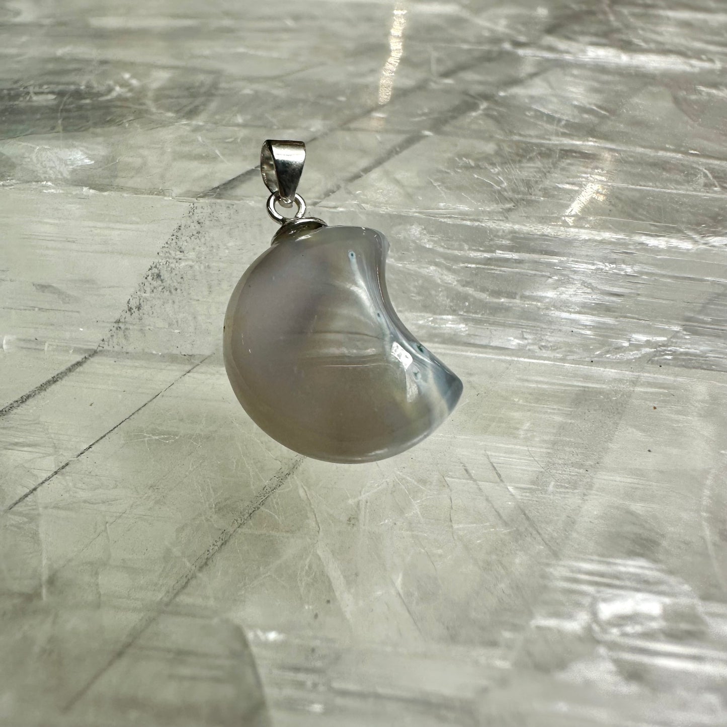 Moss Agate Moon Carvings Mini Pendants