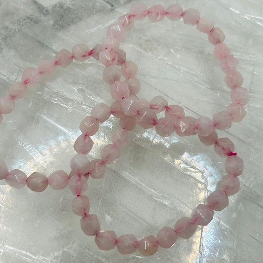Faceted Rose Quartz 6mm Bracelet
