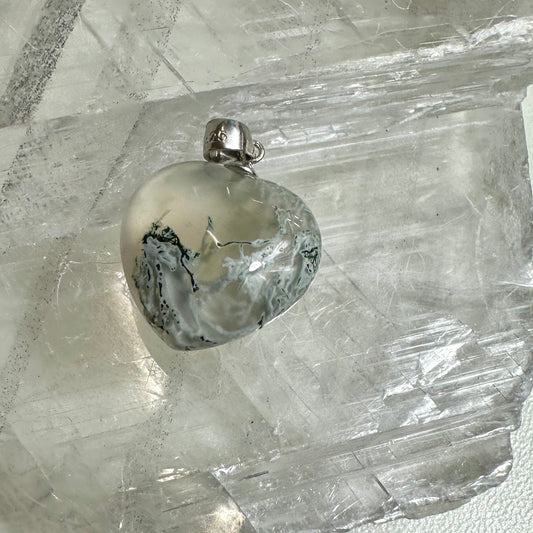 Moss Agate Heart & Star Carving Mini Pendants