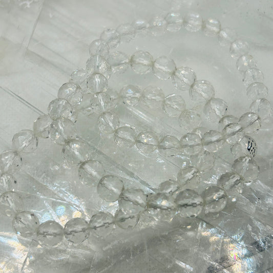 Faceted Clear Quartz 8mm Bracelet