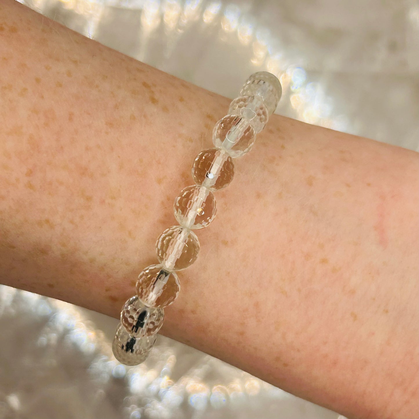 Faceted Clear Quartz 8mm Bracelet